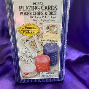 NEW 📌CARDINAL DELUXE PLAYING CARDS/POKER CHIPS & DICE  Texas Hold'Em